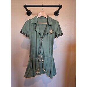 Small top gun inspired costume in an army green color